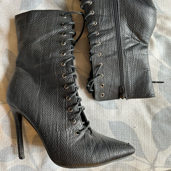 Snake Skin Heeled Booties - Picture 1 of 3